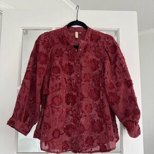 Pilcro Velvet Floral Blouse Size Small